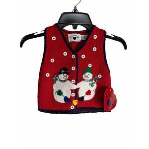 Hartstrings Girls Knit Red Snowman Sweater Vest 2T NWT